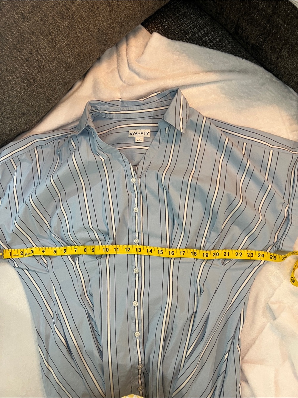 Ava & Viv Light Blue Striped Button-Front Shirt Dress cotton Anthro dupe - Picture 5 of 6